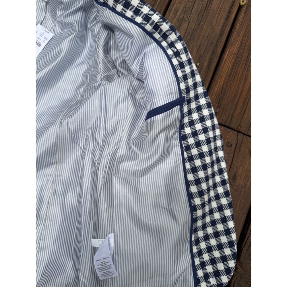 J.Crew Parke Blazer‎ Navy White Gingham Check Cotton Blend Jacket 10P NEW H2842 - Picture 10 of 14